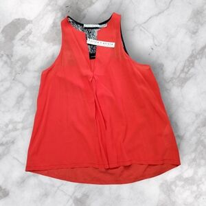 NWT Alice + Olivia Estella Silk Lace-Back Tank Top - XS Vibrant Red Summer